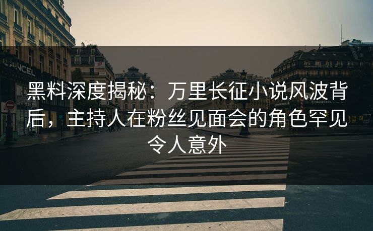 黑料深度揭秘：万里长征小说风波背后，主持人在粉丝见面会的角色罕见令人意外